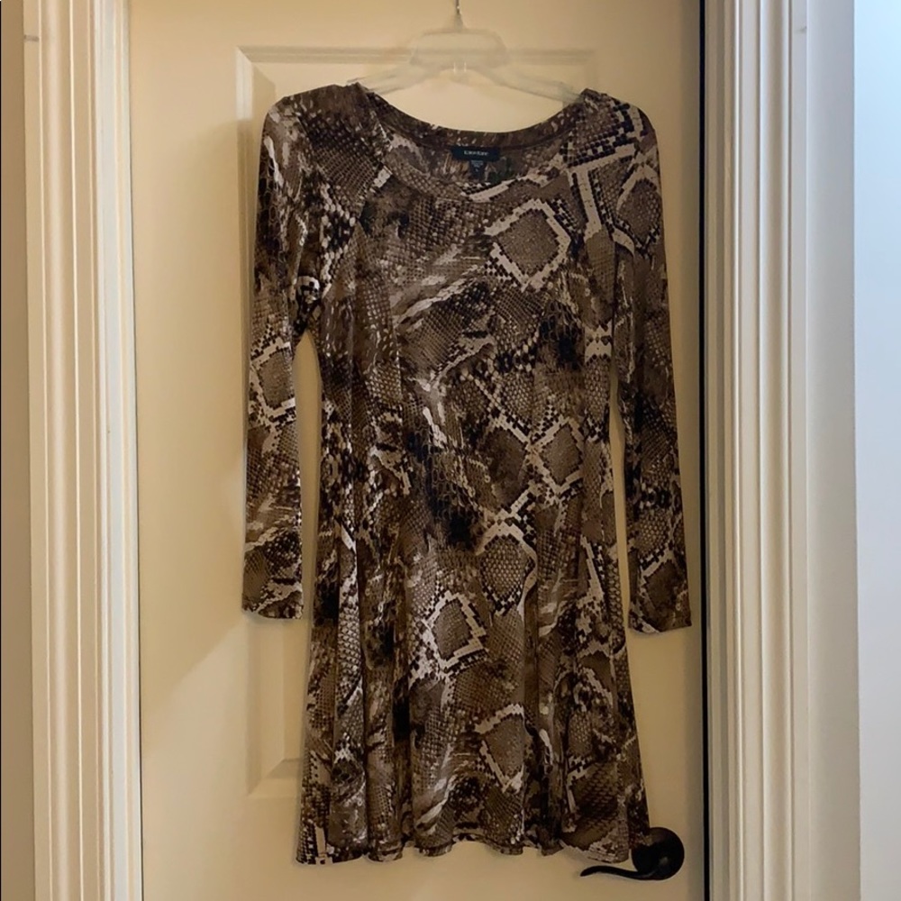 Karen Kane Snake Skin Print A lime swing dress